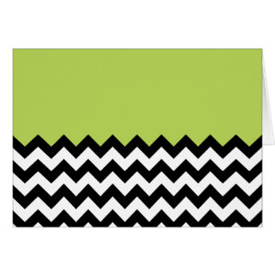 Black and White Zigzag Mönster, Chevron, Grönt Hälsningskort