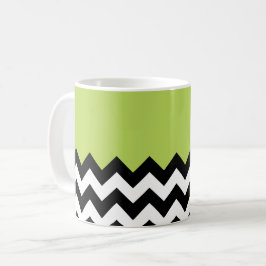 Black and White Zigzag Mönster, Chevron, Grönt Kaffemugg