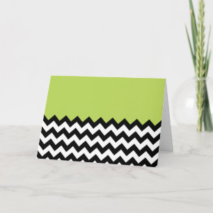 Black and White Zigzag Mönster, Chevron, Grönt Kort
