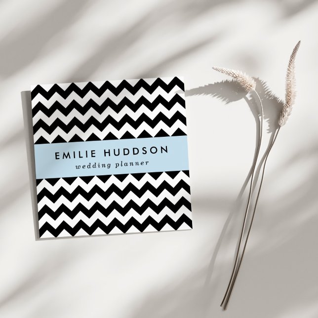 Black and White Zigzag Mönster, Chevron Mönster Fyrkantigt Visitkort (Skapare uppladdad)