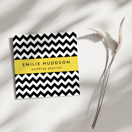 Black and White Zigzag Mönster, Chevron Mönster Fyrkantigt Visitkort