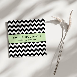 Black and White Zigzag Mönster, Chevron Mönster Fyrkantigt Visitkort