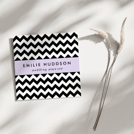 Black and White Zigzag Mönster, Chevron Mönster Fyrkantigt Visitkort