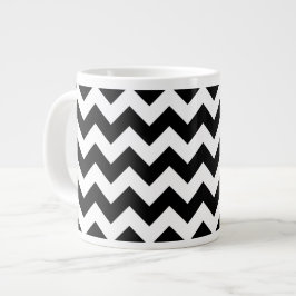 Black and White Zigzag Mönster, Chevron Mönster Jumbo Mugg