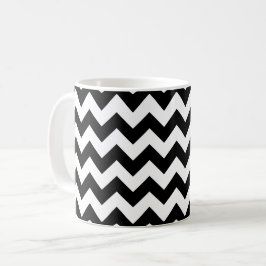 Black and White Zigzag Mönster, Chevron Mönster Kaffemugg