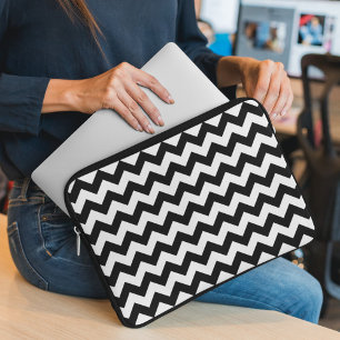 Black and White Zigzag Mönster, Chevron Mönster Laptop Fodral
