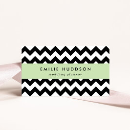 Black and White Zigzag Mönster, Chevron Mönster Visitkort