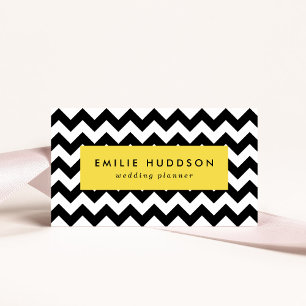 Black and White Zigzag Mönster, Chevron Mönster Visitkort