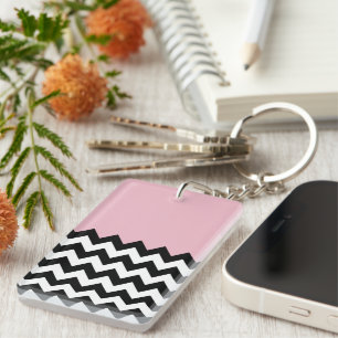 Black and White Zigzag Mönster, Chevron, Rosa
