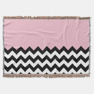 Black and White Zigzag Mönster, Chevron, Rosa Filt