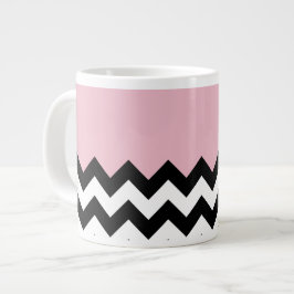 Black and White Zigzag Mönster, Chevron, Rosa Jumbo Mugg