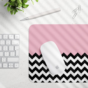 Black and White Zigzag Mönster, Chevron, Rosa Musmatta