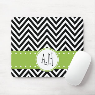 Black and White Zigzag Mönster, Monogram Musmatta