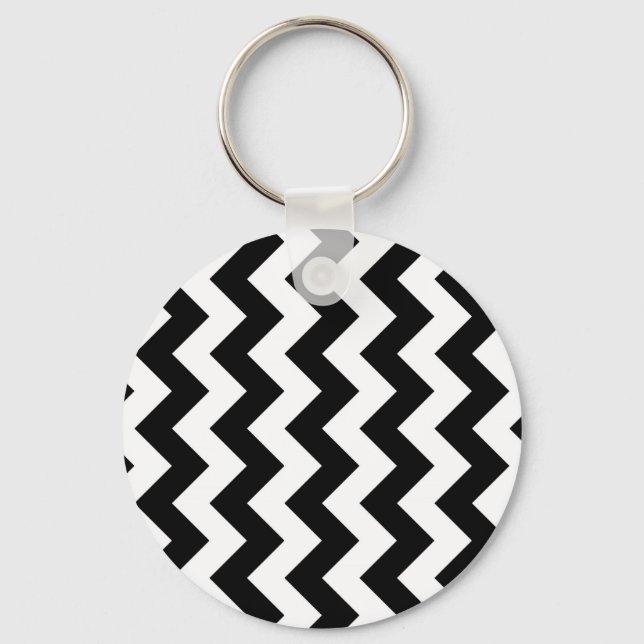 Black and White Zigzag Nyckelring (Framsida)