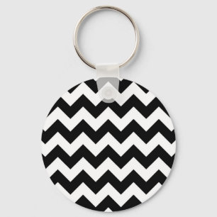 Black and White Zigzag Nyckelring