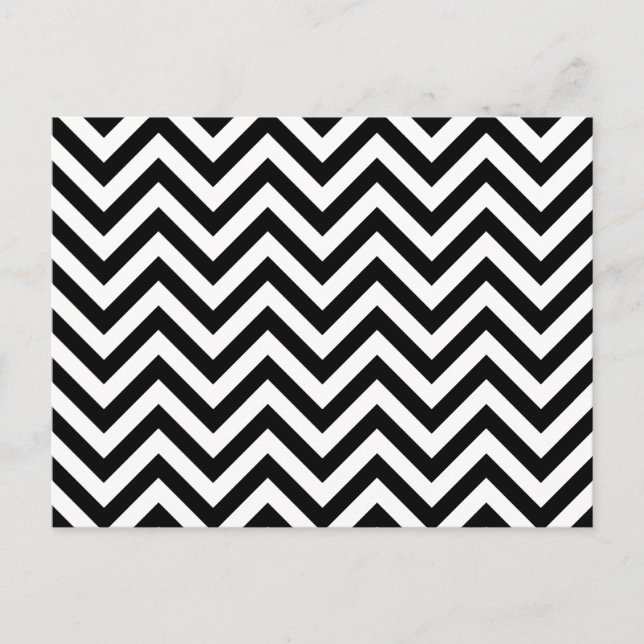 Black and White Zigzag Rand Chevron Mönster Vykort (Framsida)