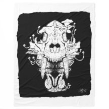 Black and whiteTiger skalle och mth Fleece Blanket