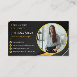 black and yellow modern manager business card visitkort