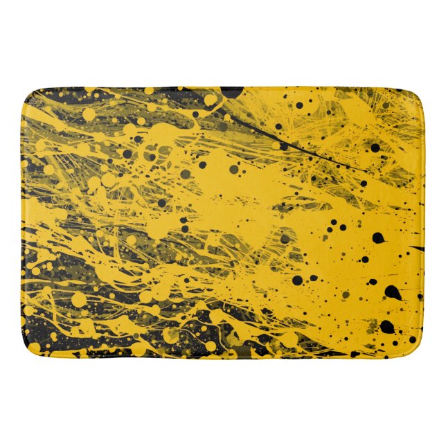 Black and Yellow Paint Splashes Badrumsmatta (Framsidan)