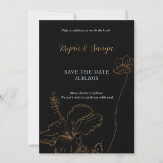 Black and Yellow Sketch Save the Date Invitation Inbjudningar