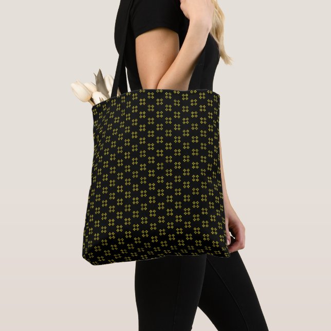 Black and Yellow Tote Tygkasse (Närbild)