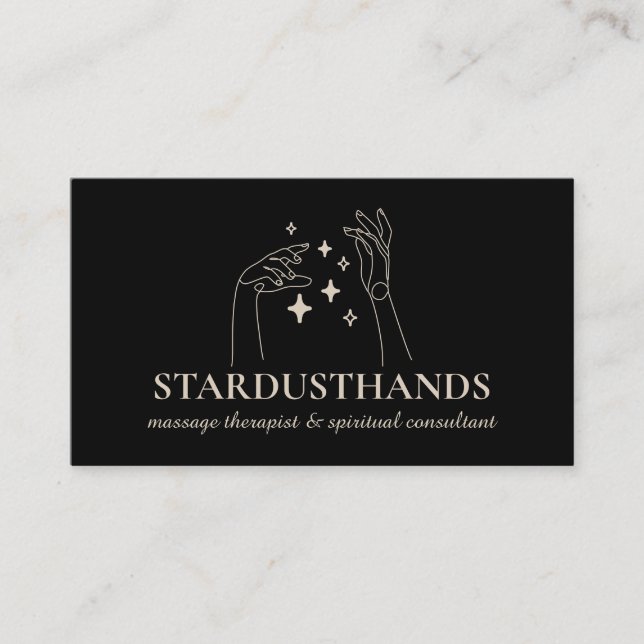 Black Andlig Stars Händer-terapi Kroppsmassage Visitkort (Framsida)