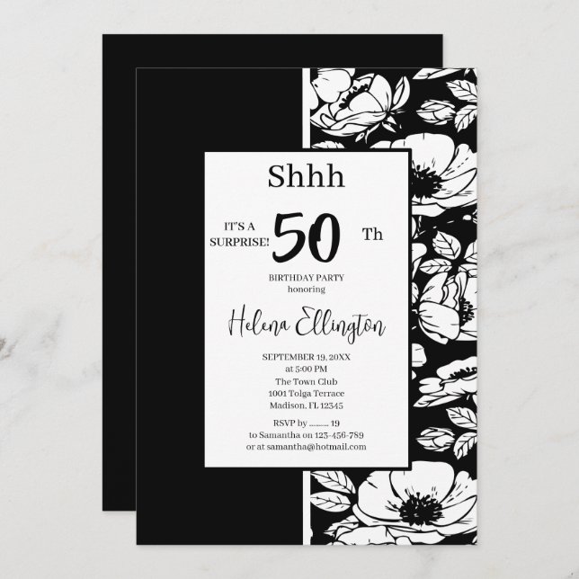 Black Anemone Birthday-inbjudan Inbjudningar (Fram/baksida)