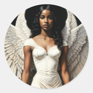 Black Angel Art African American Women Runt Klistermärke