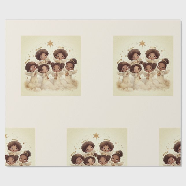 Black Angel Christmas Choir Wrapping Paper 1 Presentpapper (Platt)