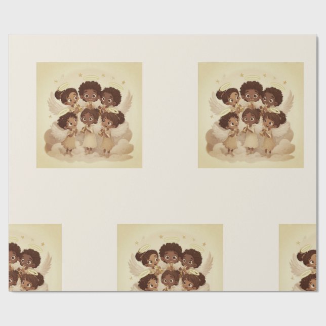 Black Angel Christmas Choir Wrapping Paper 2 Presentpapper (Platt)