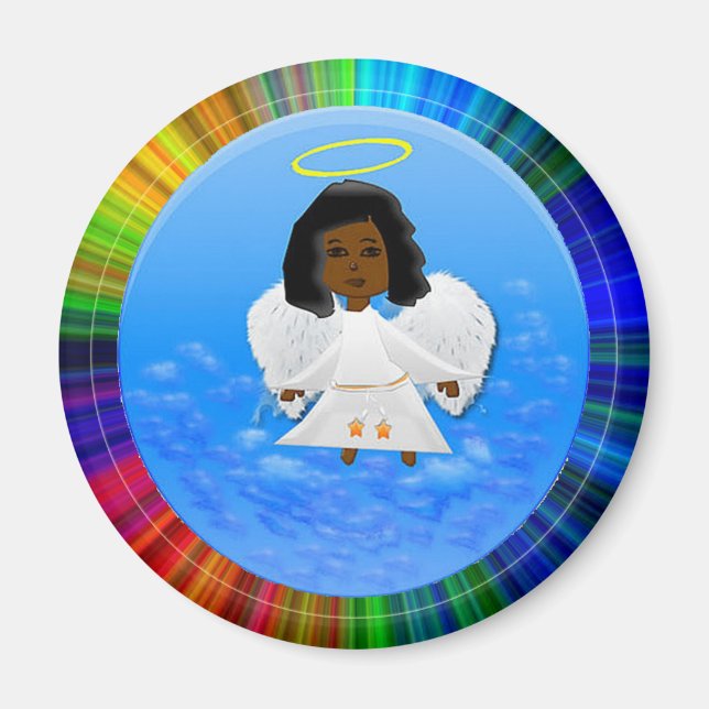 Black Angel Round Magnet (Framsidan)