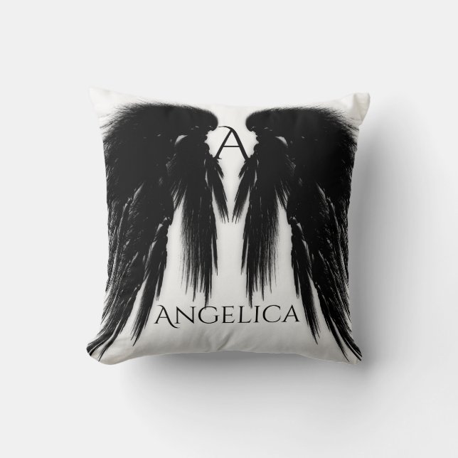 BLACK ANGEL VINGAR Monogram Kudde (Framsida)