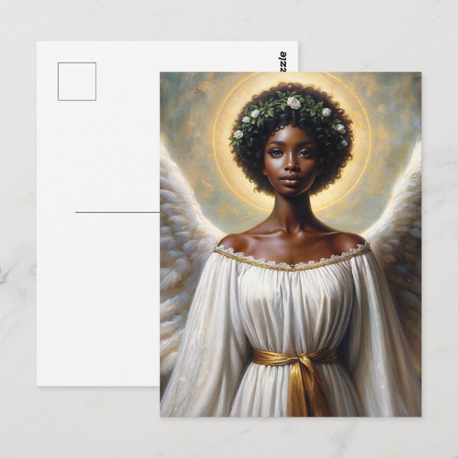 Black Angel Woman Inspirational Art Vykort (Fram/baksida)