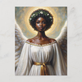 Black Angel Woman Inspirational Art Vykort