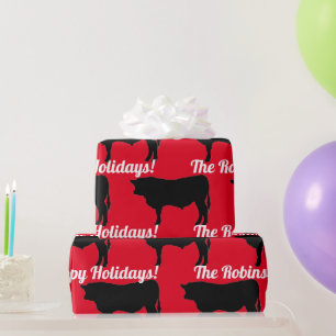 Black Angus Bulls på Red Wrapping Papper Presentpapper