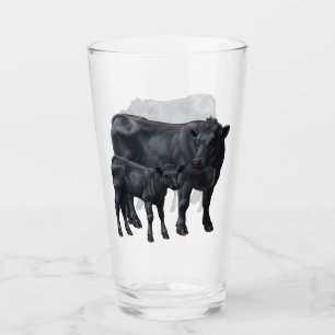 Black Angus Cow & Cute Calf Glaskopp