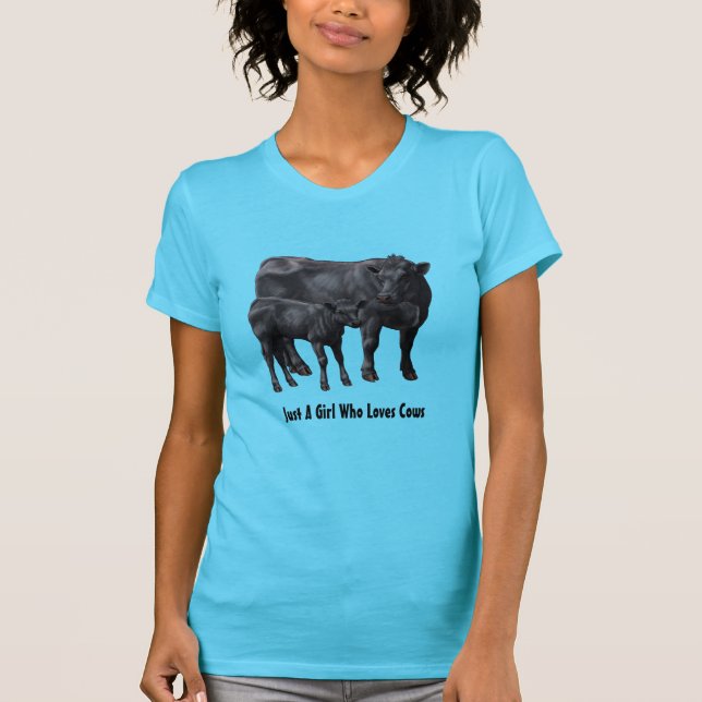 Black Angus Cow & Cute Calf T Shirt (Framsida)