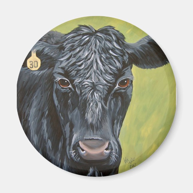 Black Angus Cow Magnet (Framsidan)