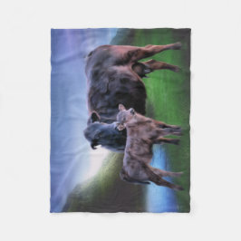 Black Angus Cow och Calf Fleecefilt