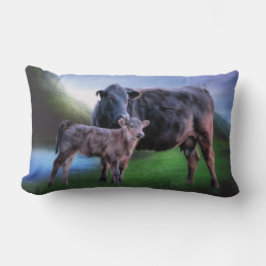 Black Angus Cow och Calf Lumbarkudde