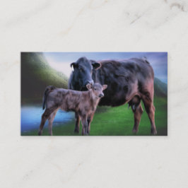 Black Angus Cow och Calf Visitkort