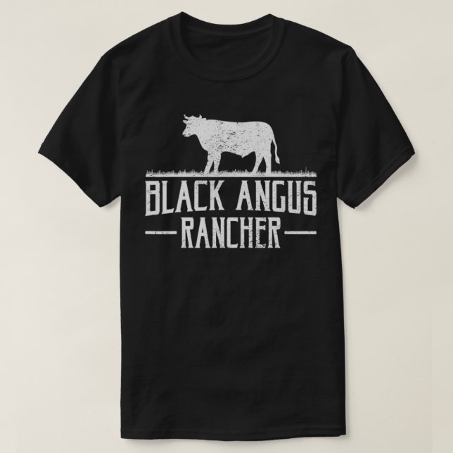 Black Angus Cow Rancher Funny Beef Cattle Kött Far T Shirt (Design framsida)