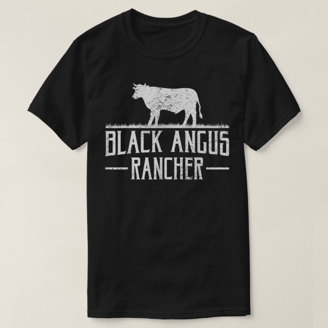 Black Angus Cow Rancher Funny Beef Cattle Kött Far T Shirt (Design framsida)