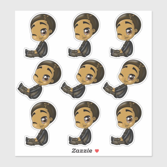 Black Anime Boys Klistermärken (Ark)