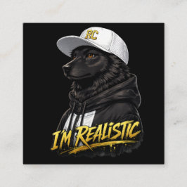 Black Anime Dog Streetwear Art | I'm Realistic Fyrkantigt Visitkort