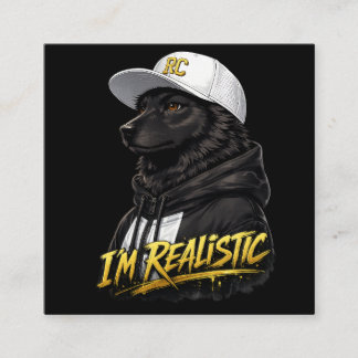 Black Anime Dog Streetwear Art | I'm Realistic Fyrkantigt Visitkort