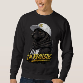 Black Anime Dog Streetwear Art | I'm Realistic Lång Ärmad Tröja