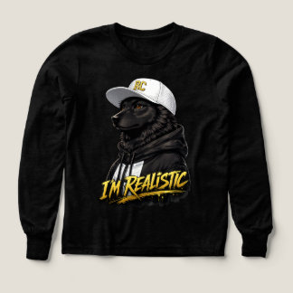 Black Anime Dog Streetwear Art | I'm Realistic T Shirt