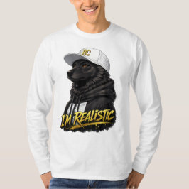 Black Anime Dog Streetwear Art | I'm Realistic T Shirt