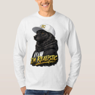 Black Anime Dog Streetwear Art | I'm Realistic T Shirt